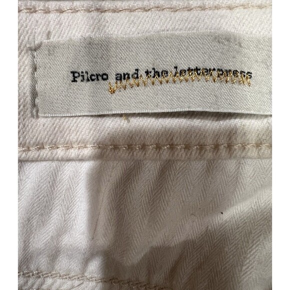 Pilcro Serif Skinny Ankle Zip Moto Jeans Pants  Ivory ANTHROPOLOGIE Size 29/8 - Picture 9 of 11